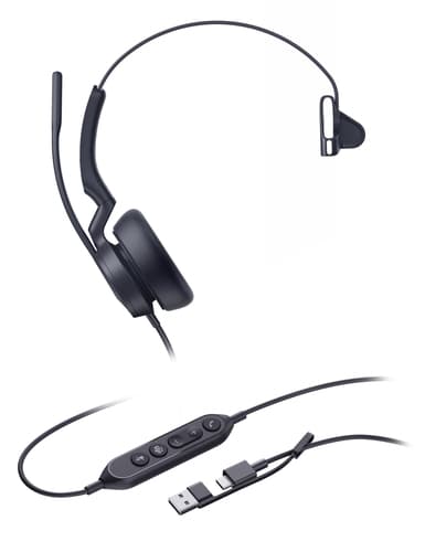 Yealink UH46 Mono Teams USB-C/A Wired Head-band Office/Call center USB Type-C USB Type-A Black