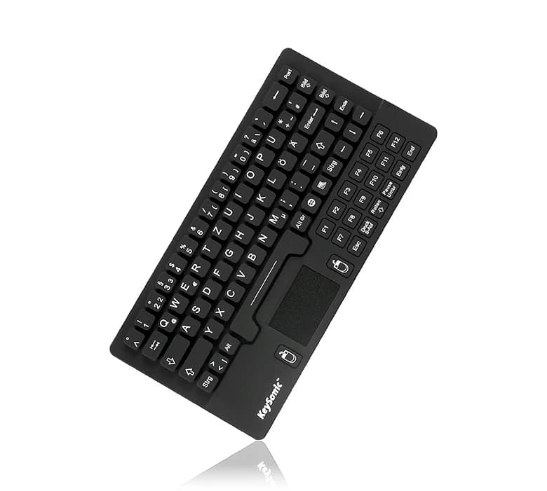 KeySonic KSK-5031IN IP68 Silicone Keyboard with Touchpad (Black) German
