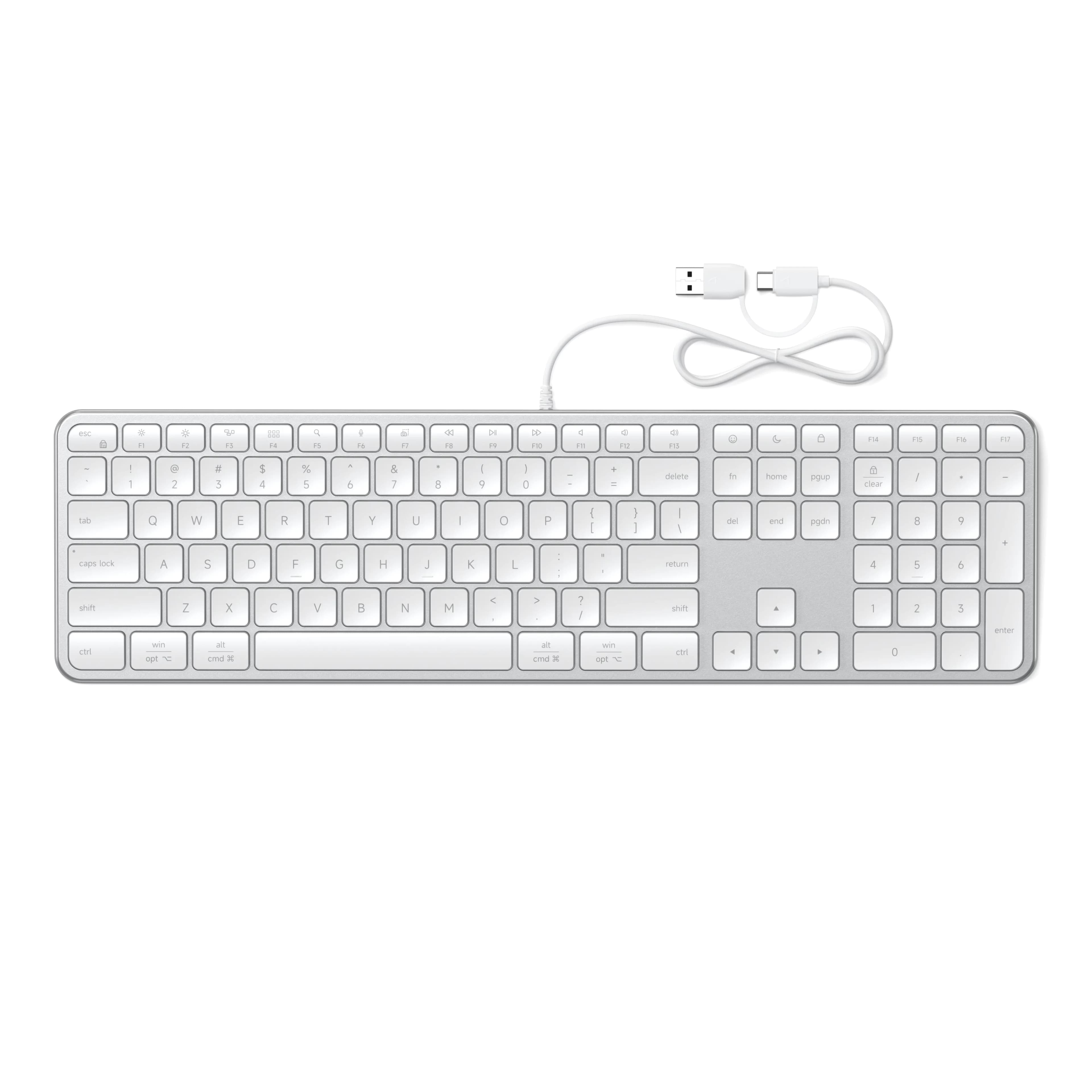 Satechi Slim LX3 Wired Backlit Keyboard (Silver)