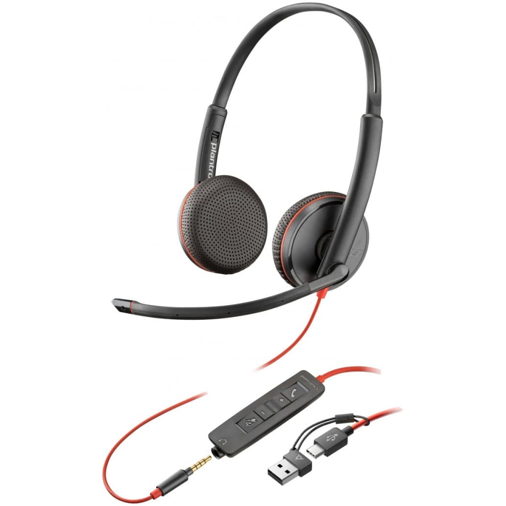 Slualke Poly naglavne z USB USB-C/USB-A/3,5mm Blackwire 3225 črne (8X229AA)