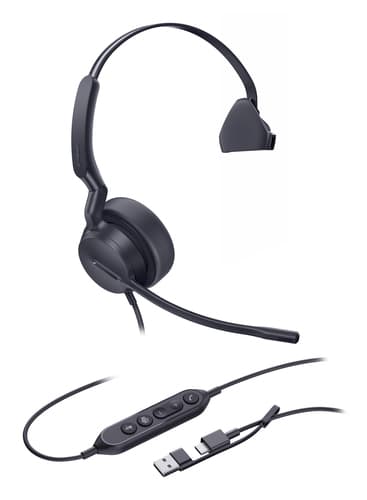 Yealink UH42 Mono Teams USB-C/A Wired Head-band Office/Call center USB Type-C USB Type-A Black