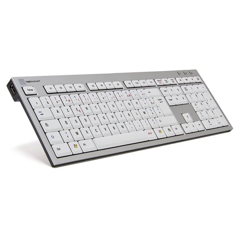 Logickeyboard Premium PC Slim Aluminium French (White)