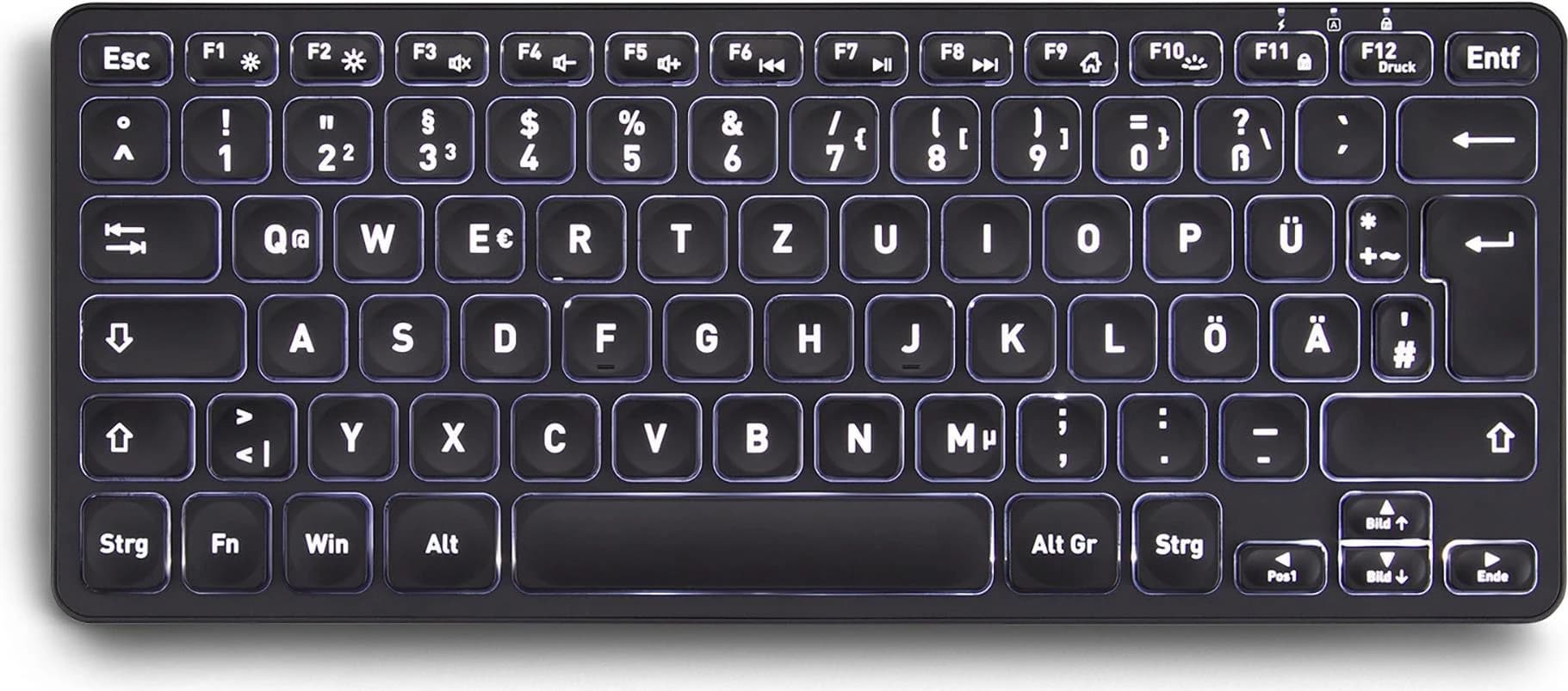 Perixx PERIBOARD-732 Wireless Mini Backlit Keyboard (German)