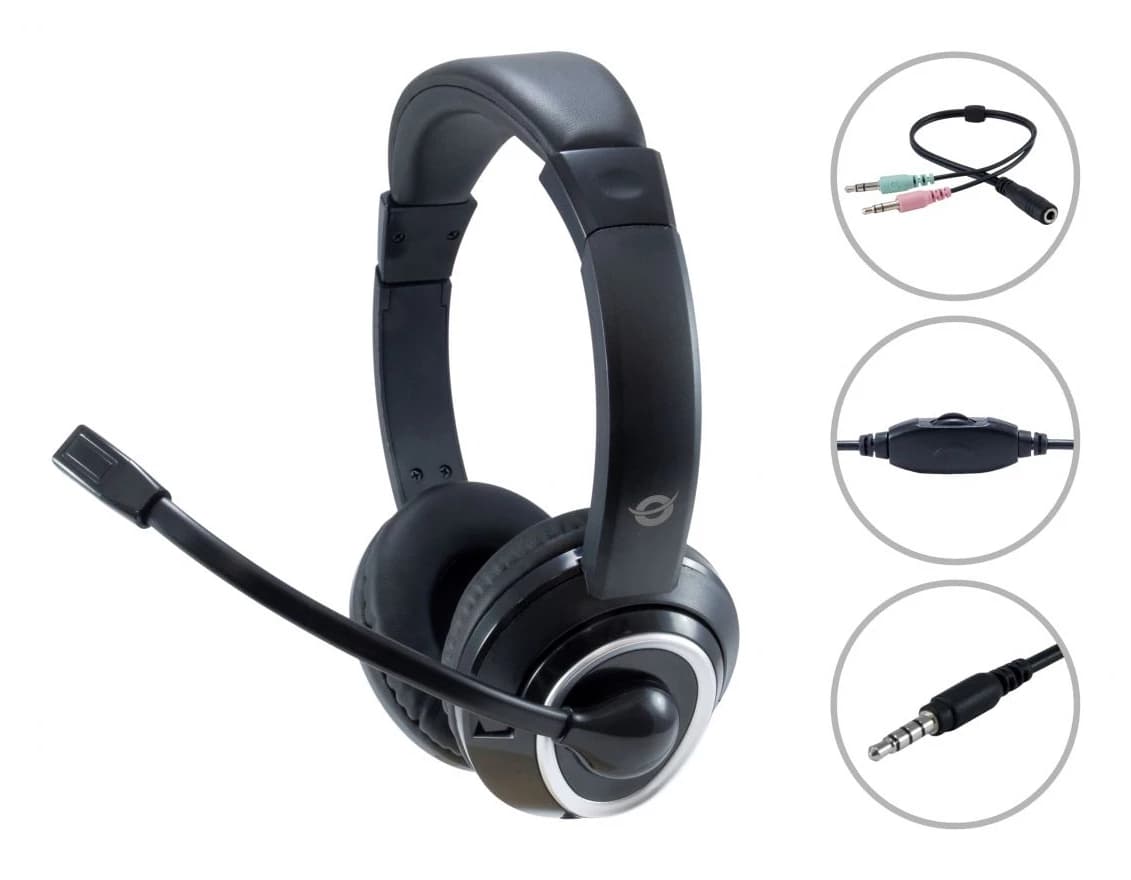 Conceptronic POLONA02BA On-Ear 3.5mm Headset (Black)